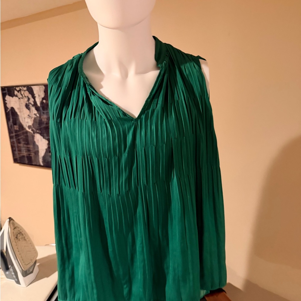 Green Pleated Women's Top